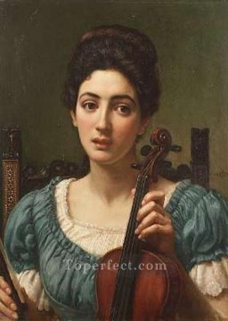 エドワード・ポインター Painting - ジョン・サー・ザ・ヴァイオリン奏者の1891年生まれの女の子 エドワード・ポインター